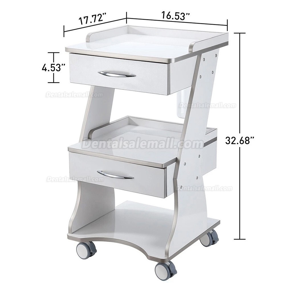 Dentech Mobile Dental Instrument Cart Trolley with Water Bottle Supply & Storage Cabinet
